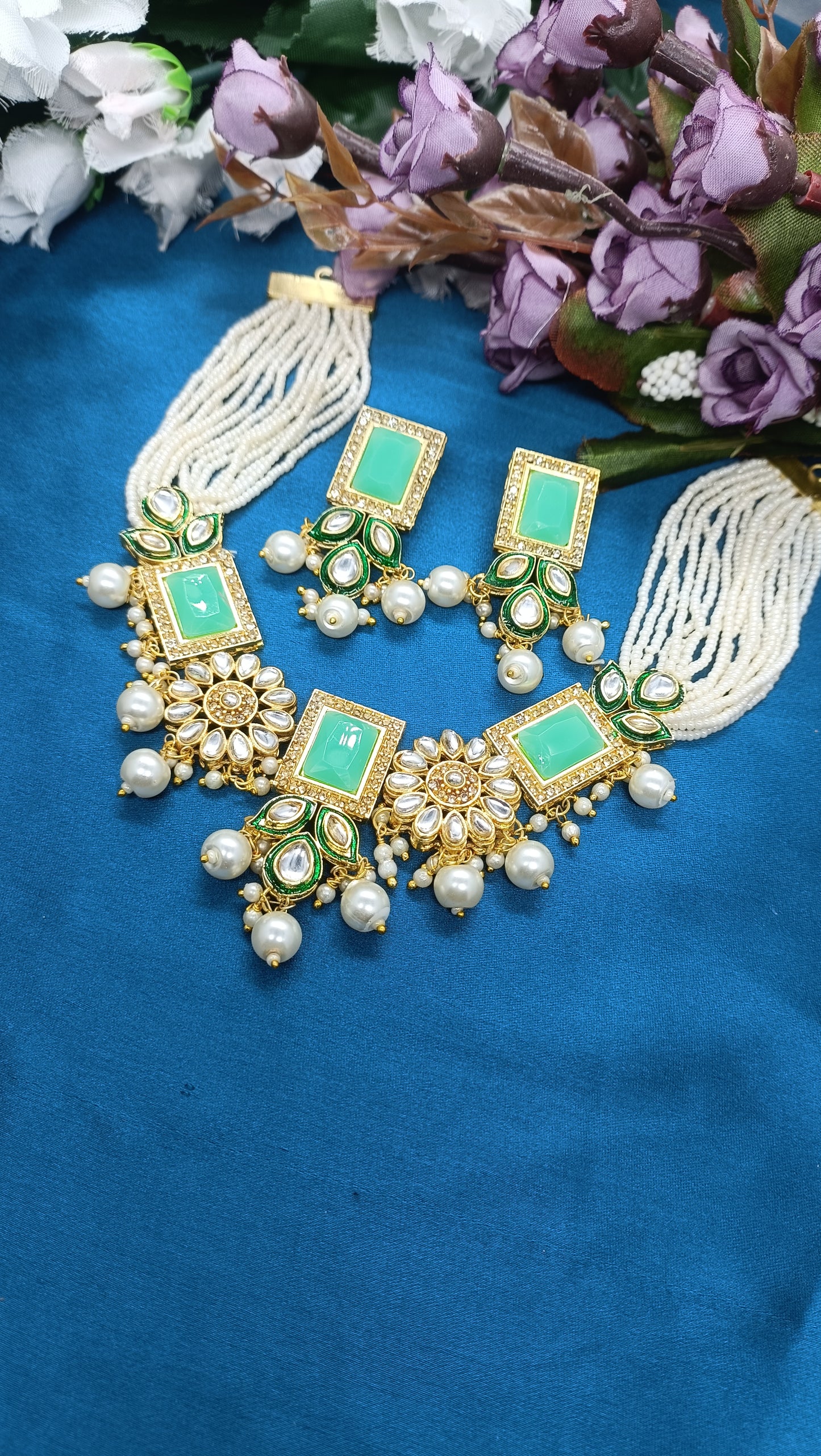 pratham uniq choki necklace set for woman - moti white