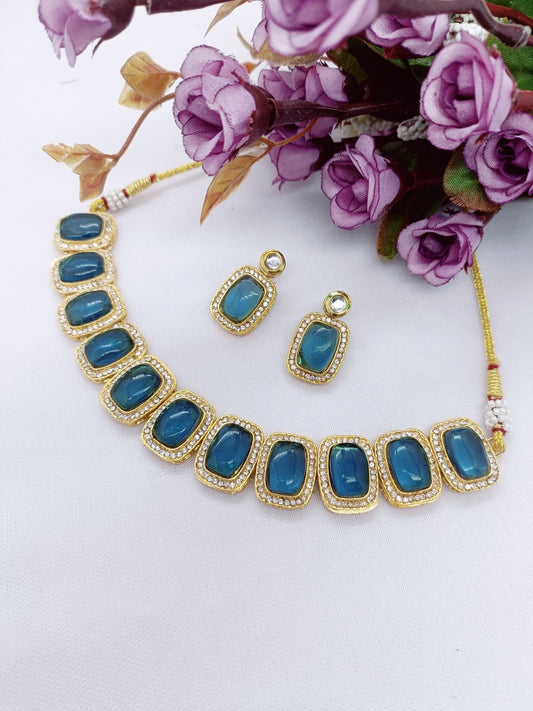 stylish gold plated monalisha stone women necklace dsara