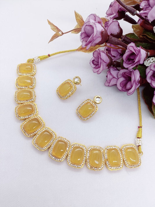 stylish gold plated monalisha stone women necklace dsara