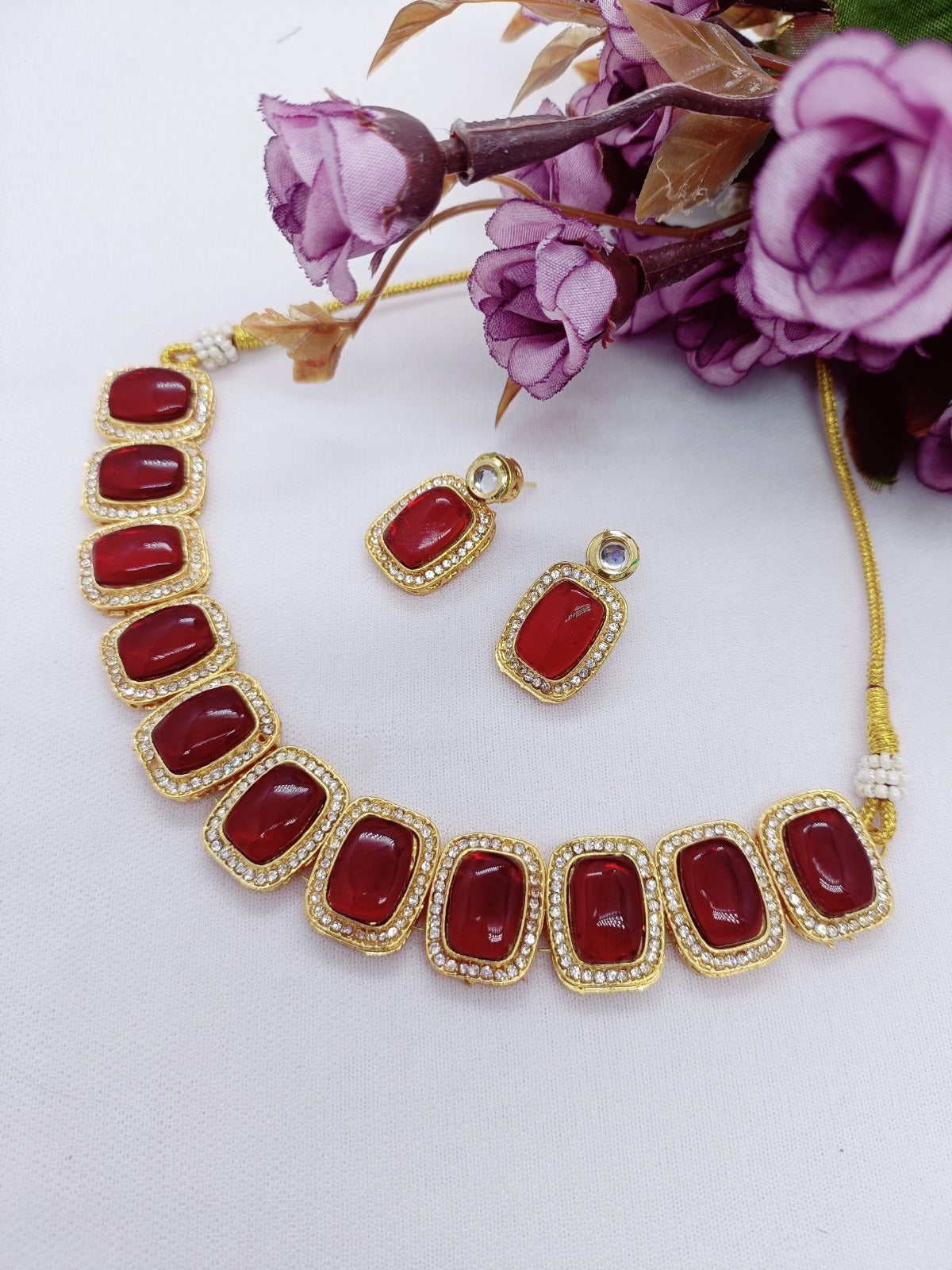 stylish gold plated monalisha stone women necklace dsara