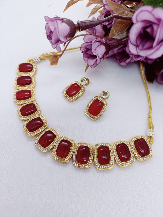 stylish gold plated monalisha stone women necklace dsara