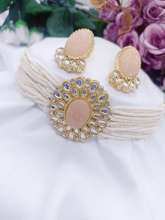 cheed chida pearl kundan choker set