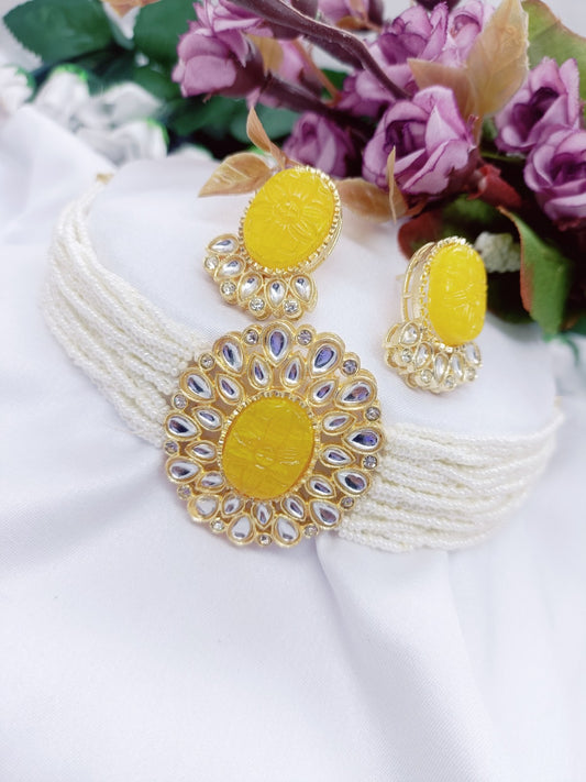 cheed chida pearl kundan choker set