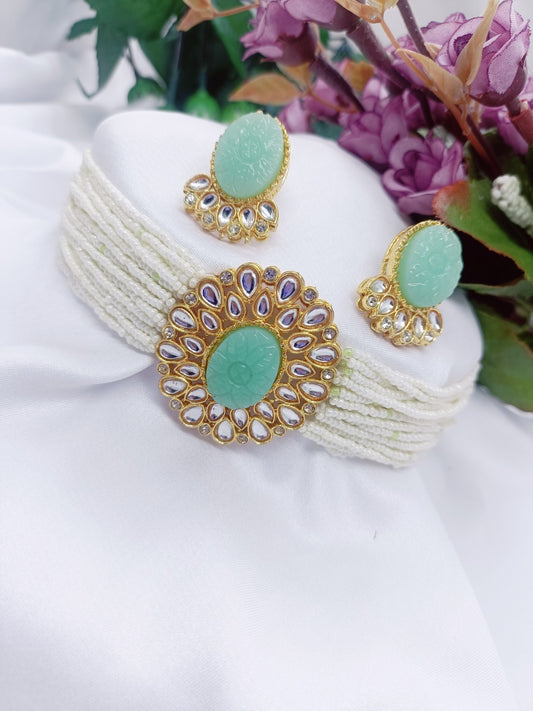 cheed chida pearl kundan choker set