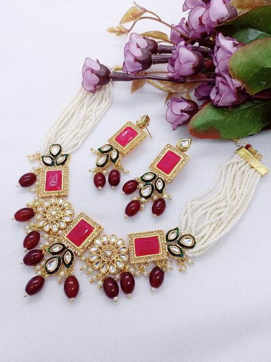 twinkling gracefuul women necklace chokii shape pratham