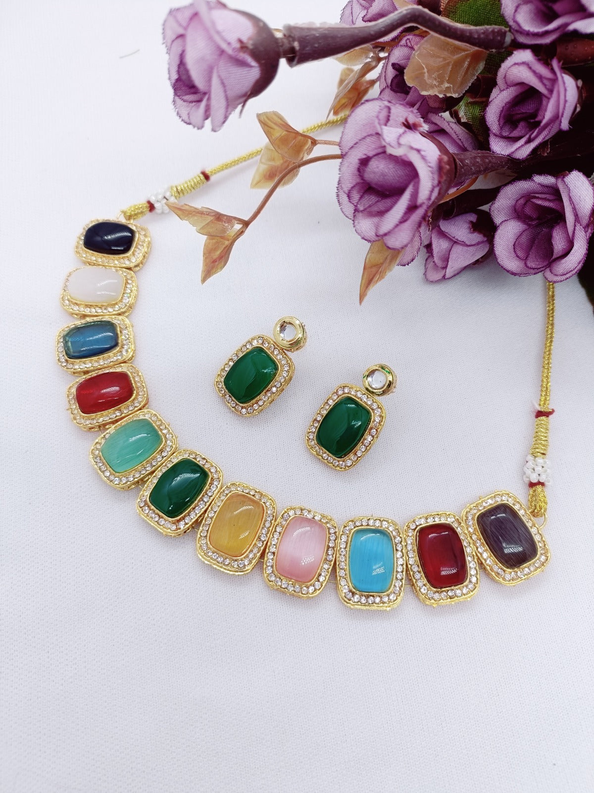 monalisha stone with kundan necklace set for women choki