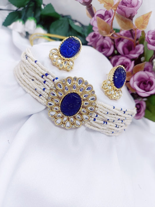 cheed chida pearl kundan choker set