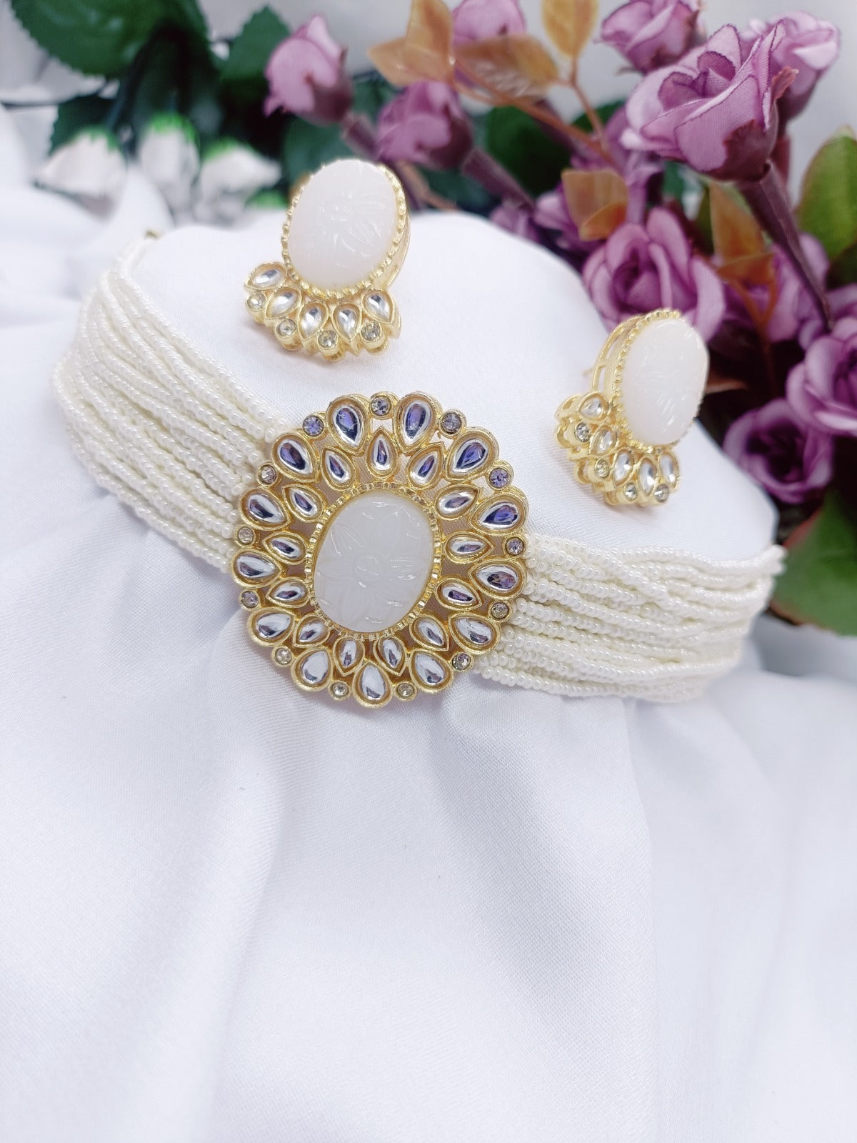 cheed chida pearl kundan choker set
