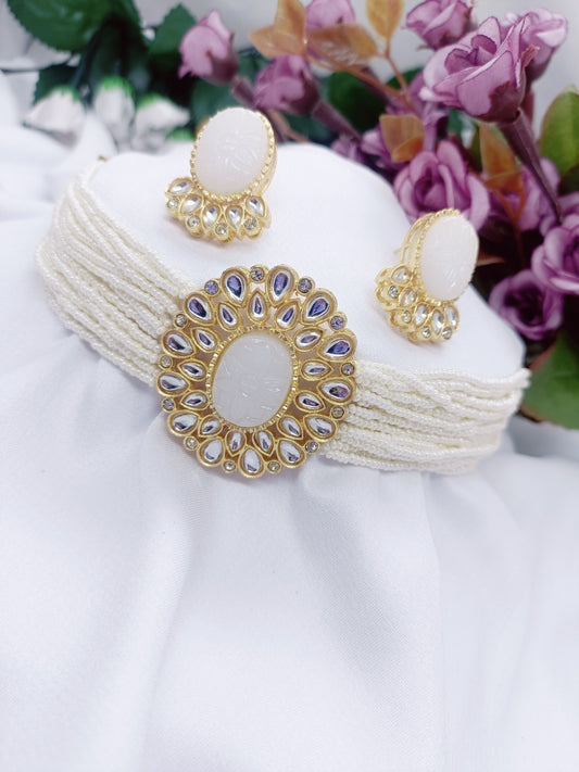 cheed chida pearl kundan choker set