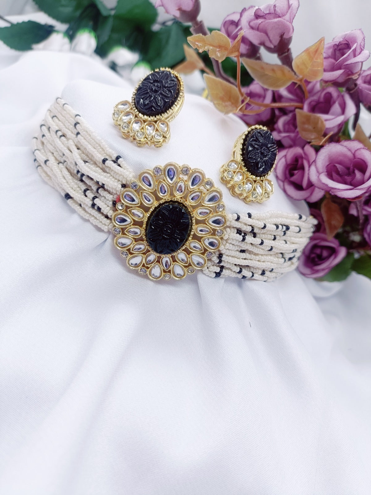 cheed chida pearl kundan choker set